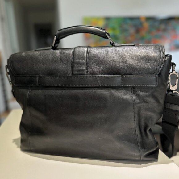 Vintage TUMI Black Leather Briefcase / Messenger Bag - Picture 2 of 6